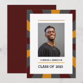 Zonnegloed | Wijnrood Oranje Grijs Foto Afstudeerf Kaart (Voorkant / Achterkant)