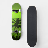 Zonnegroene tropicepenpalmstrand instellen skateboard (Voorkant)