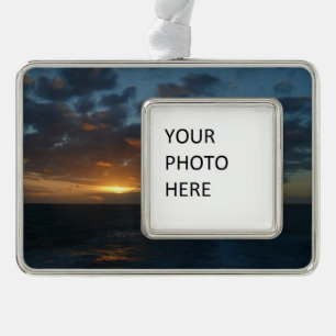 Zonnehoogte in Zee II Ocean Seascape Verzilverd Kader Ornament