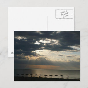 Zonnehoogte over het strand in Griekenland, Schild Briefkaart
