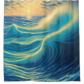 Zonnehorizon door strand douchegordijn (Voorkant)