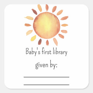 Zonnekboekplaat voor baby shower vierkante sticker
