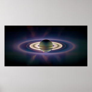 Zonneknipsel van Saturnus uit Cassini-ruimtevaartu Poster