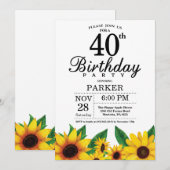 Zonnekruid 40e verjaardagsuitnodiging kaart (Voorkant / Achterkant)