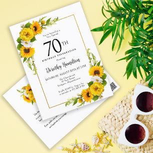 Zonnekruid Madelief 70ste Verjaardagsfeest Uitnodi Briefkaart