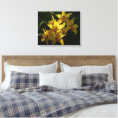 Zonnelichtgele orchideeën Floral Canvas Afdruk (Insitu (Slaapkamer))