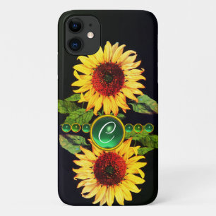ZONNEMERS, EMERALD GREEN GEMSTONES FLORAAL MONOGRA iPhone 11 HOESJE