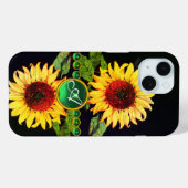 ZONNEMERS, EMERALD GREEN GEMSTONES FLORAAL MONOGRA Case-Mate iPhone CASE (Achterkant (horizontaal))