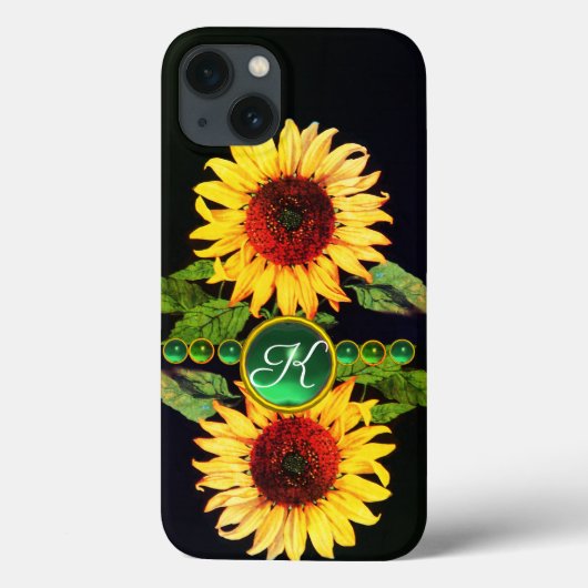 ZONNEMERS, EMERALD GREEN GEMSTONES FLORAAL MONOGRA Case-Mate iPhone CASE (Achterkant)