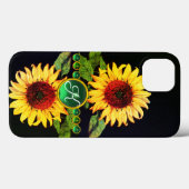 ZONNEMERS, EMERALD GREEN GEMSTONES FLORAAL MONOGRA Case-Mate iPhone CASE (Achterkant (horizontaal))