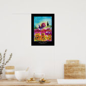 ZONNEMERS, POPPIËS EN ZWARTE ROOSTER POSTER (Keuken)