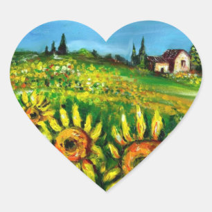 ZONNEN EN LANDEN IN DE TUSCANY, hart Sticker
