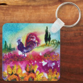 ZONNEN EN ZWARTE ROOSTER SLEUTELHANGER (Achterkant)