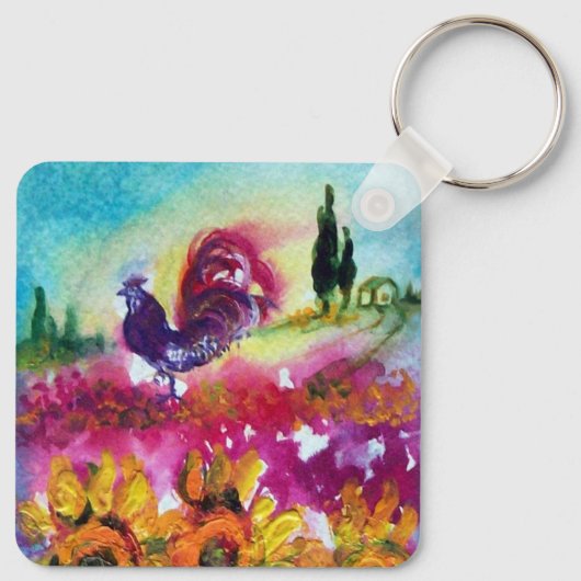 ZONNEN EN ZWARTE ROOSTER SLEUTELHANGER (Achterkant)