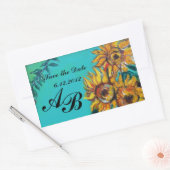 ZONNEN IN BLAUW BLAUWGROEN Opslaan Datum Monogram Rechthoekige Sticker (Envelop)