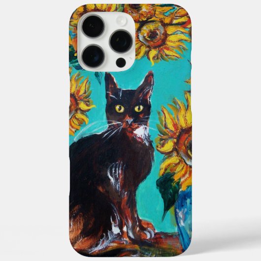 ZONNEN MET ZWARTE KAT IN BLAUWE TURQUOÏE Case-Mate iPhone CASE (Achterkant)