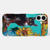 ZONNEN MET ZWARTE KAT IN BLAUWE TURQUOÏE Case-Mate iPhone CASE (Achterkant (horizontaal))