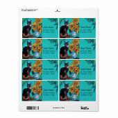 ZONNEN MET ZWARTE KAT IN BLAUWE TURQUOÏE ETIKET (Full Sheet)