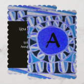 ZONNEN MONOGRAM Geometrisch BlauwTurquoise Wit Zwa Kaart (Voorkant / Achterkant)