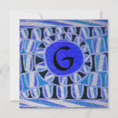 ZONNEN MONOGRAM,helder blauw turkoois zwart wit Kaart (Voorkant)