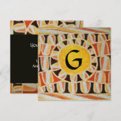 ZONNEN MONOGRAM,helder geel oranje zwart wit Kaart (Voorkant / Achterkant)