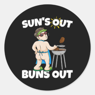 Zonnen Uit Billen Uit I Rbecue Getrokken Varkensvl Ronde Sticker