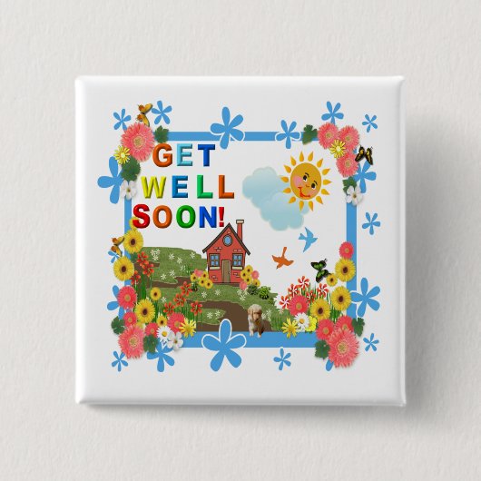 ZONNEN ZONNEN GOED Buttonnen Vierkante Button 5,1 Cm (Voorkant)