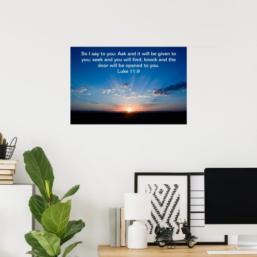 Zonneopbare versum Luke 11:9 Poster (Thuiskantoor)