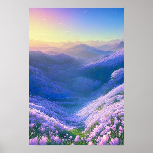 Zonneopgang in de vallei van Lavender Poster (Voorkant)