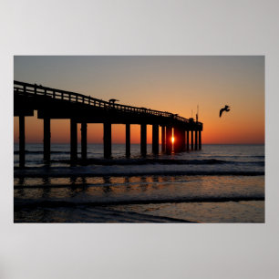 Zonneopkomst bij de St. Augustine Beach Pier Poster