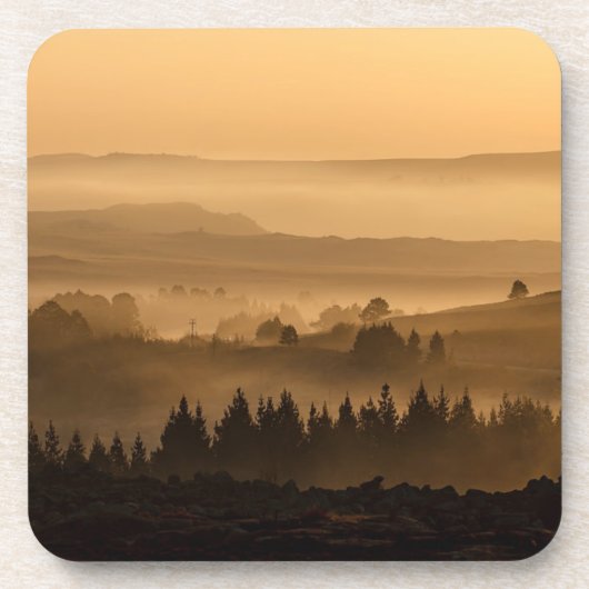 Zonneoploop over het landschap van Misty Rolling H Bier Onderzetter (Voorkant)