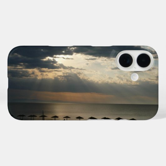 Zonneoppas over het strand in Griekenland - Schild Case-Mate iPhone Case (Achterkant (horizontaal))