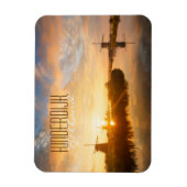 Zonneopstand boven windmolens en een rivier in Ned Magneet (Verticaal)