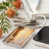 Zonneopstand boven windmolens en een rivier in Ned Sleutelhanger (Voorkant Rechts)