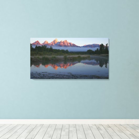 Zonneoptijd bij Schwabacker Landing bij Grand Teto Canvas Afdruk (Insitu (Houten vloer))