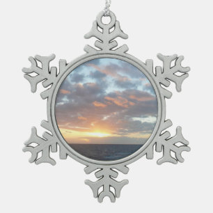 Zonneoptijd bij Zee I pasteien Tin Sneeuwvlok Ornament