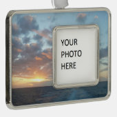 Zonneoptijd bij Zee I pasteien Verzilverd Kader Ornament (Rechts)