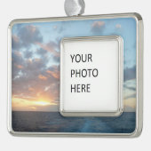 Zonneoptijd bij Zee I pasteien Verzilverd Kader Ornament (Links)