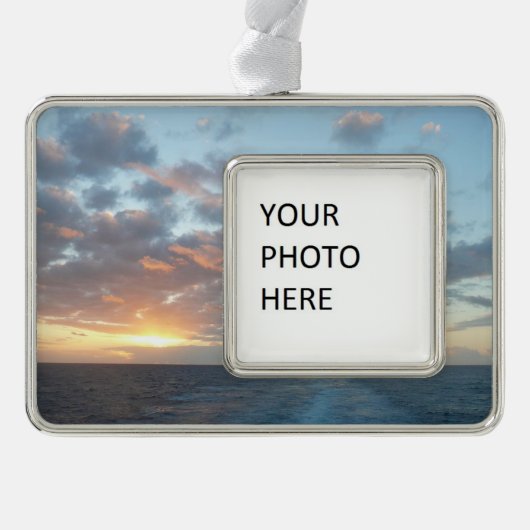 Zonneoptijd bij Zee I pasteien Verzilverd Kader Ornament (Voorkant)