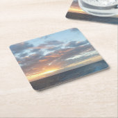 Zonneoptijd bij Zee I pasteien Vierkante Kartonnen Onderzetter (Schuin)