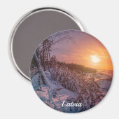 Zonneover op de kust van het zee van sneeuw magneet (Voorkant / Achterkant)