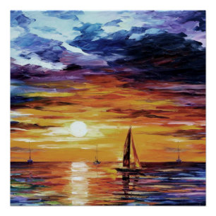 Zonneover water - Schildereffect Perfect Poster