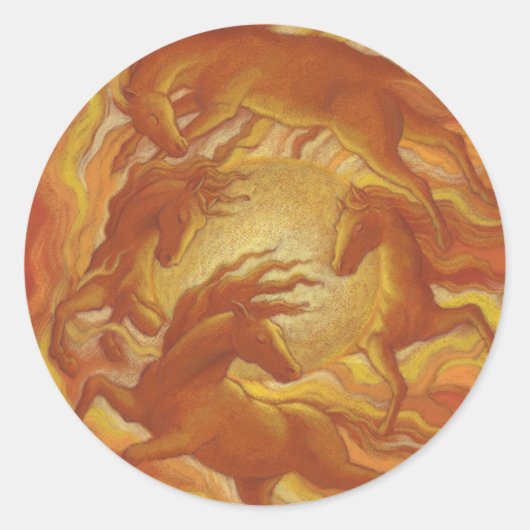 Zonnepaarden Ronde Sticker (Voorkant)