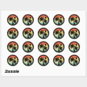 Zonnepalm boomklauw zomervakantie ronde sticker (Vel)