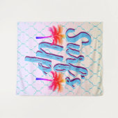 Zonnepalmbomen in de surf wandkleed (Voorkant (horizontaal))