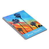 Zonnepalmen stranden surf notitieboek (Rechterzijde)