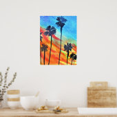 Zonnepalmen stranden surf poster (Keuken)