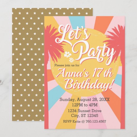 Zonnepalms-uitnodiging van de Partij voor de Vrijd Kaart (Voorkant / Achterkant)