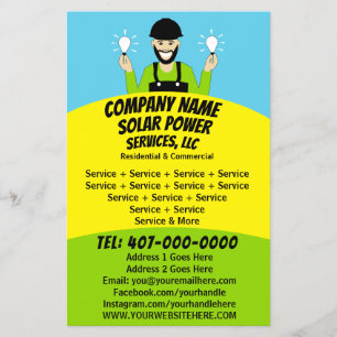 Zonnepaneel gloeilamp diensten bedrijf flyer