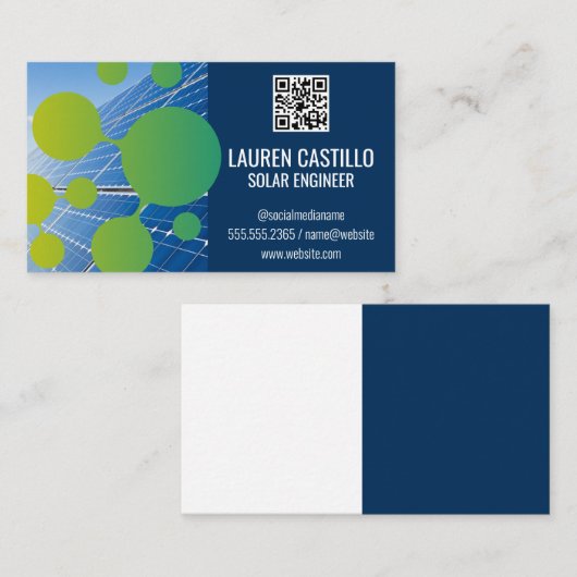 Zonnepanelen | Green Tech Bubble Logo QR-scancode Visitekaartje (Voorkant / Achterkant)